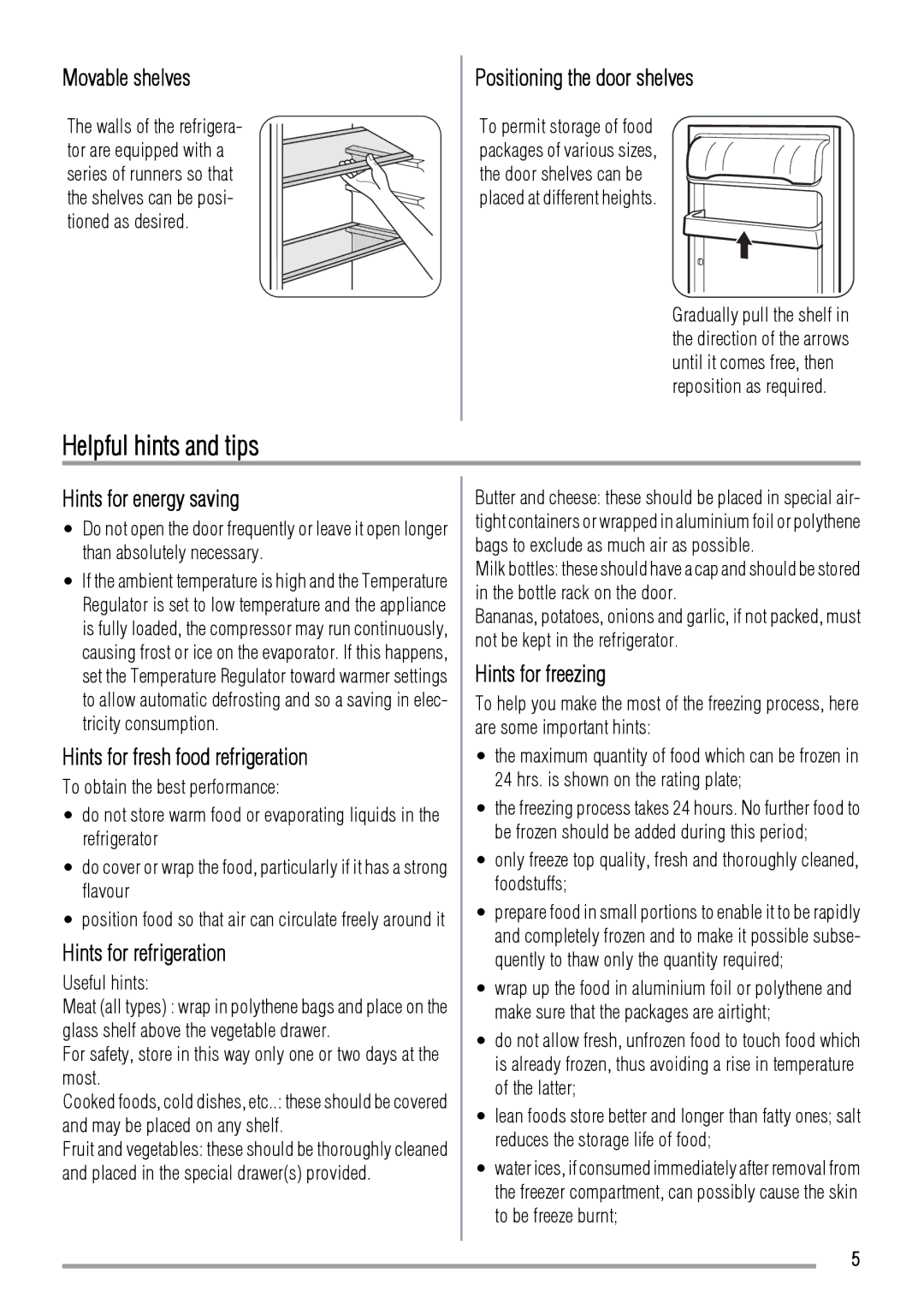 Zanussi ZBA3224A user manual Helpful hints and tips 