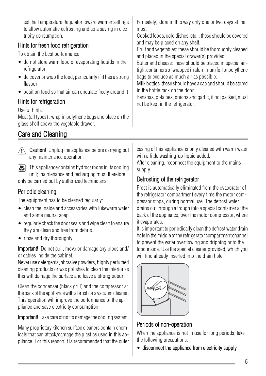 Zanussi ZBA7190A user manual Care and Cleaning 