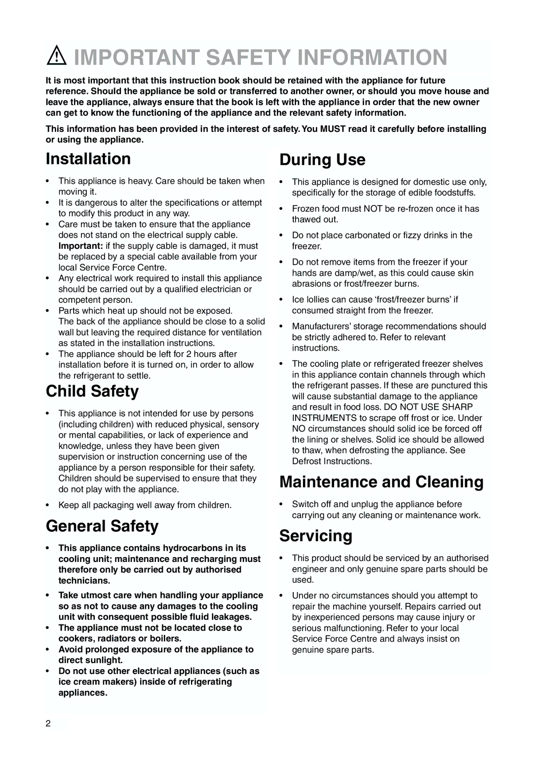 Zanussi ZBB 6244 manual Important Safety Information, Installation 