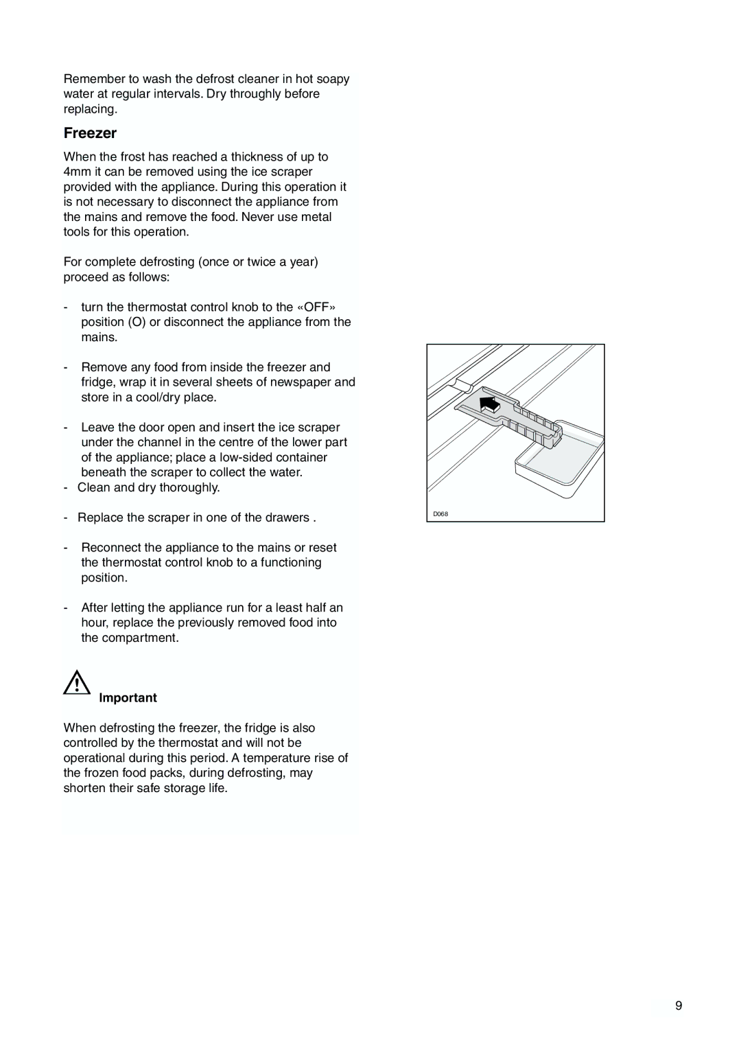 Zanussi ZBB 6244 manual Freezer 