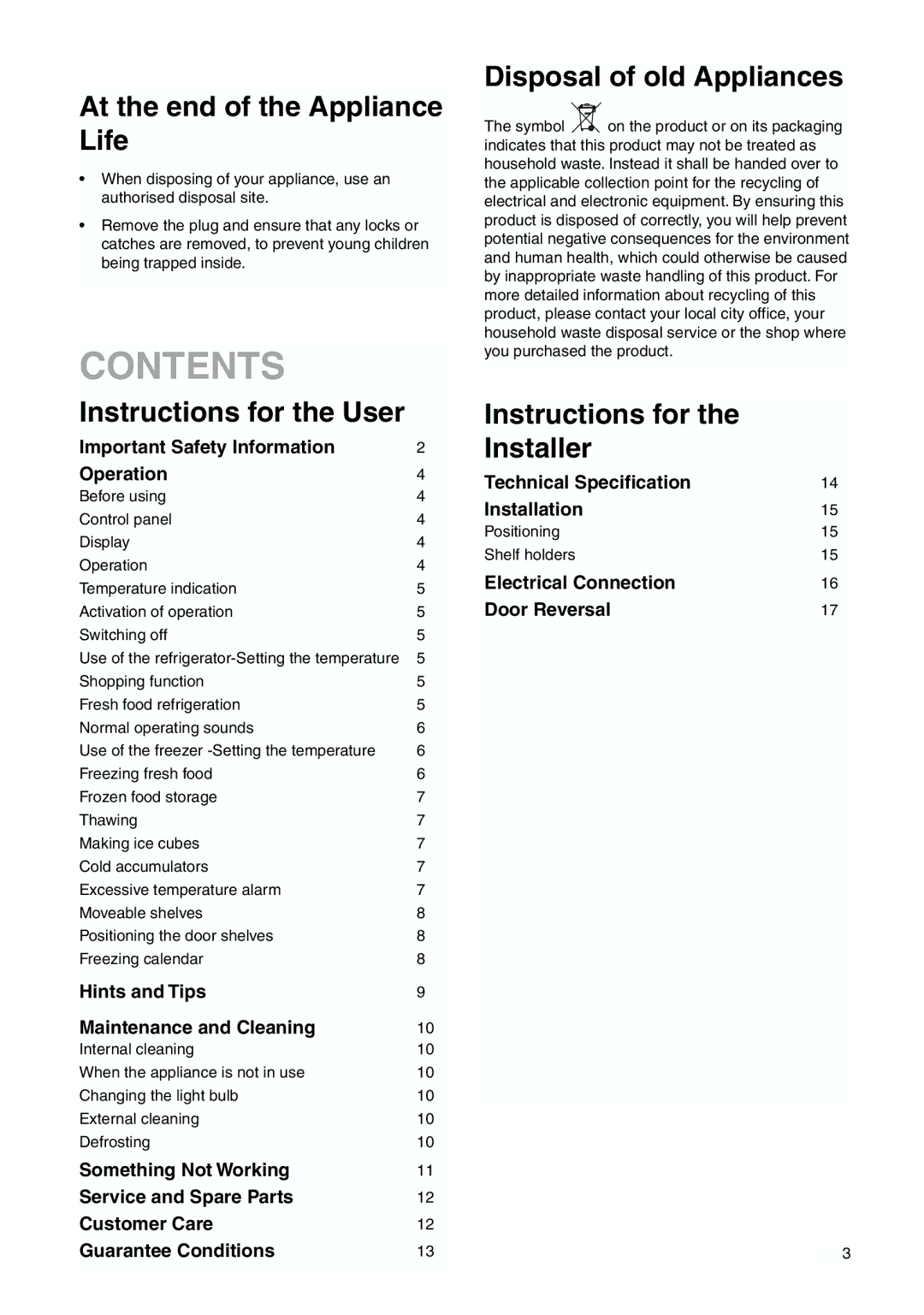 Zanussi ZBB 7266 manual Contents 