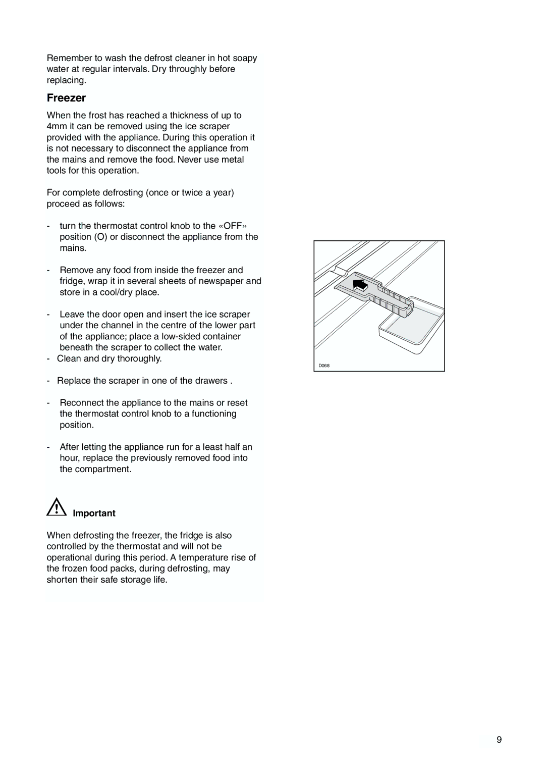 Zanussi ZBB 7294 manual Freezer 