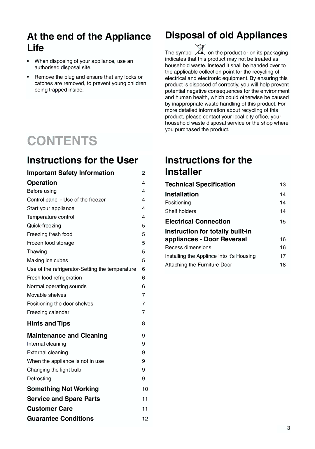 Zanussi ZBB6286 manual Contents 