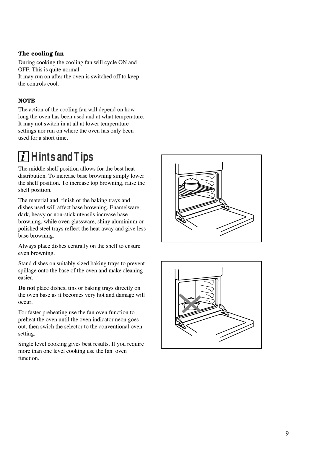 Zanussi ZBC 748 installation manual Hints andTips, Cooling fan 