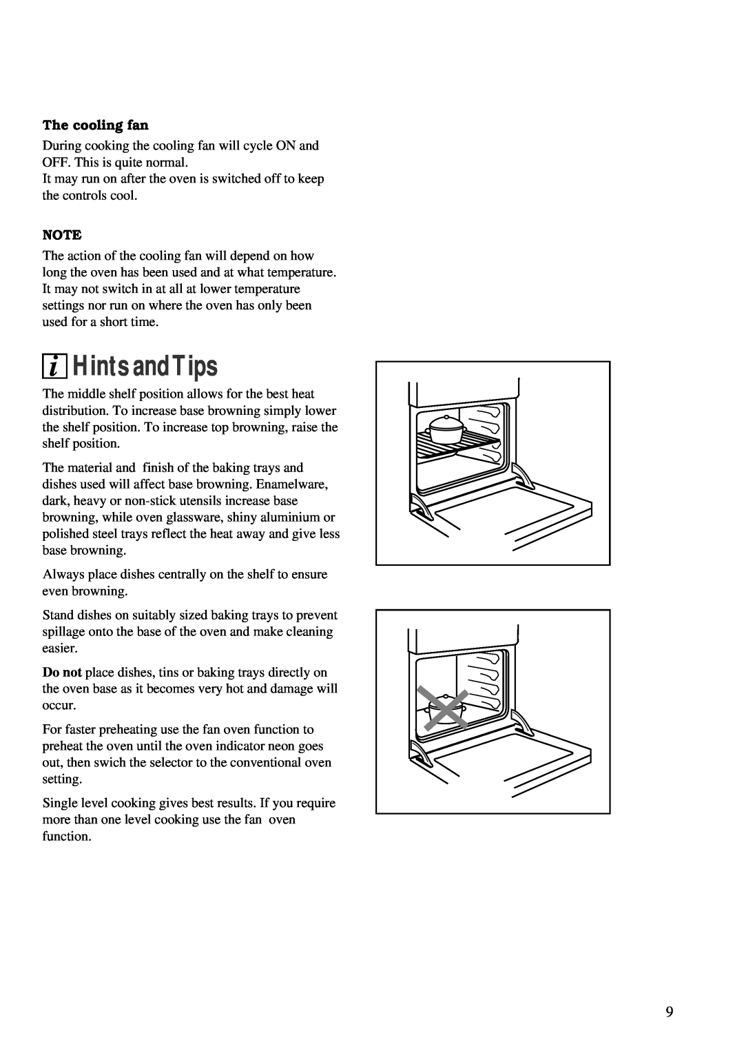 Zanussi ZBC 748 installation manual Hints andTips, The cooling fan 