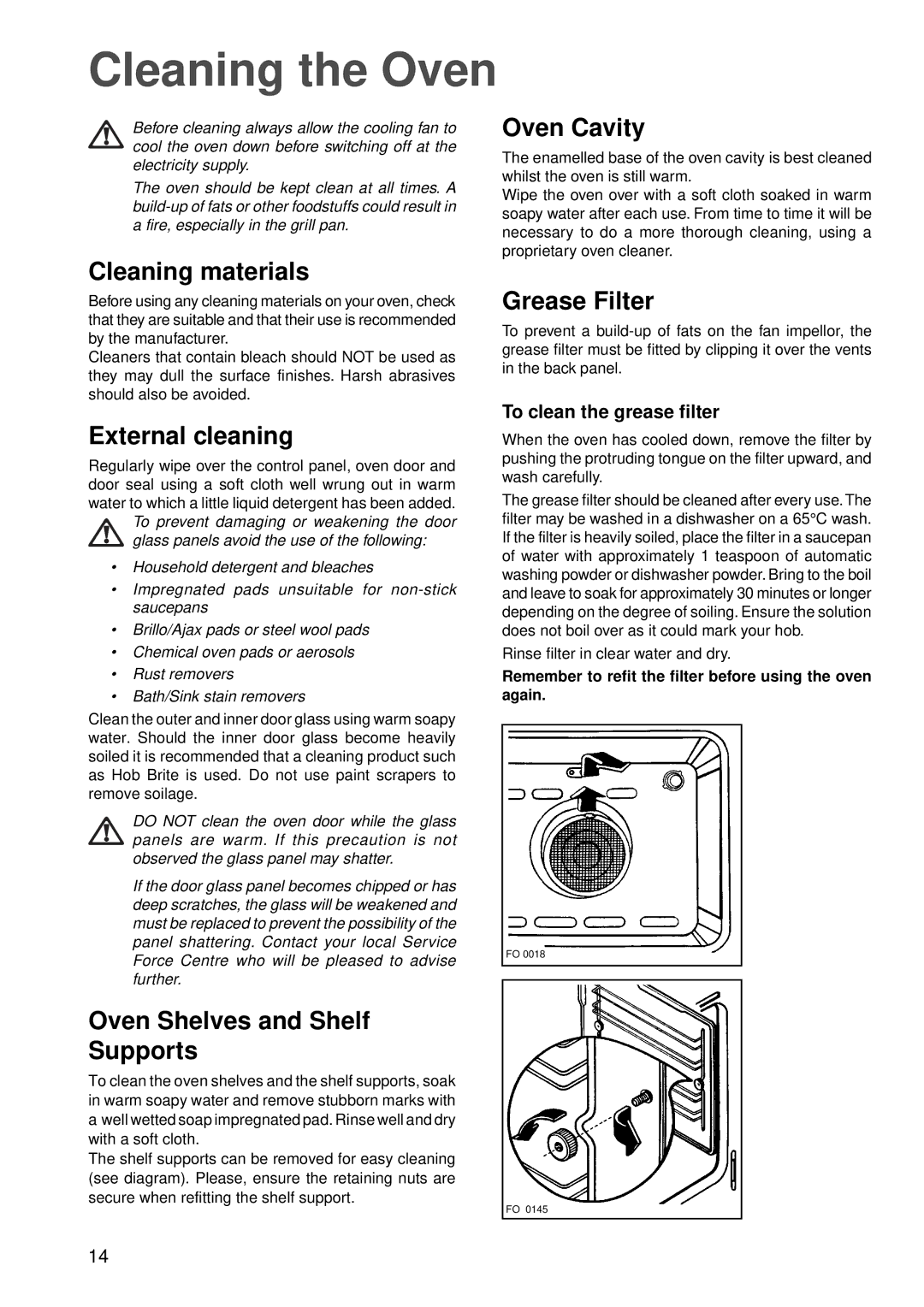 Zanussi ZBC 848 manual Cleaning the Oven 