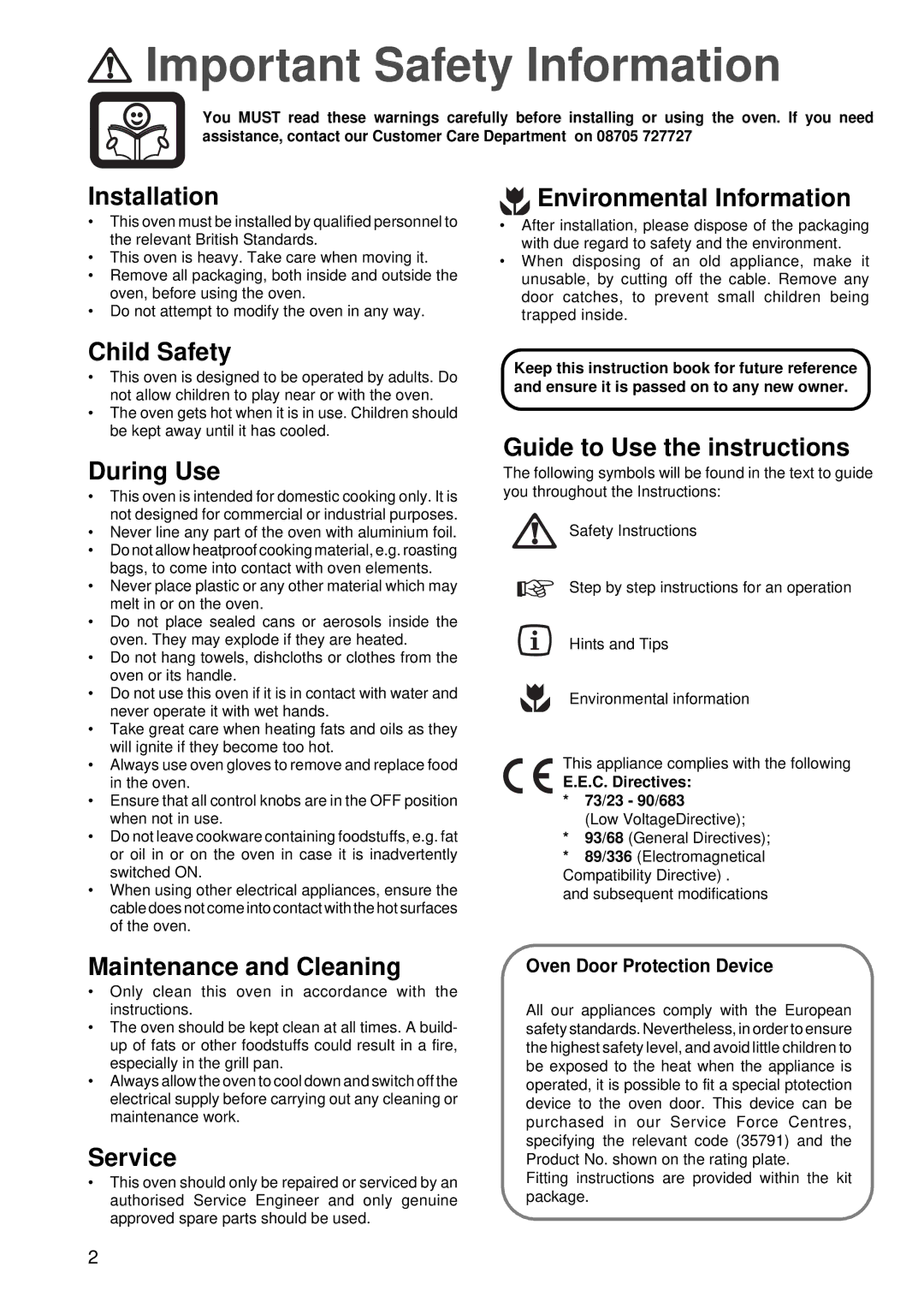 Zanussi ZBC 848 manual Important Safety Information 