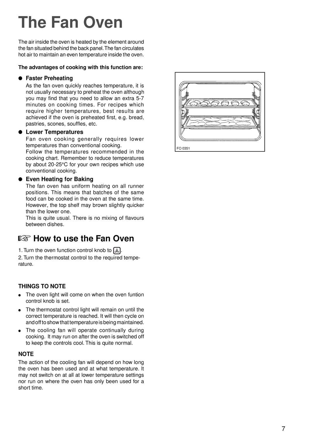 Zanussi ZBC 848 manual How to use the Fan Oven, Advantages of cooking with this function are 