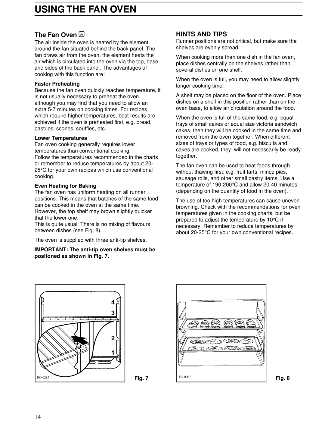 Zanussi ZBD 902 installation manual Using the FAN Oven, Fan Oven, Hints and Tips 