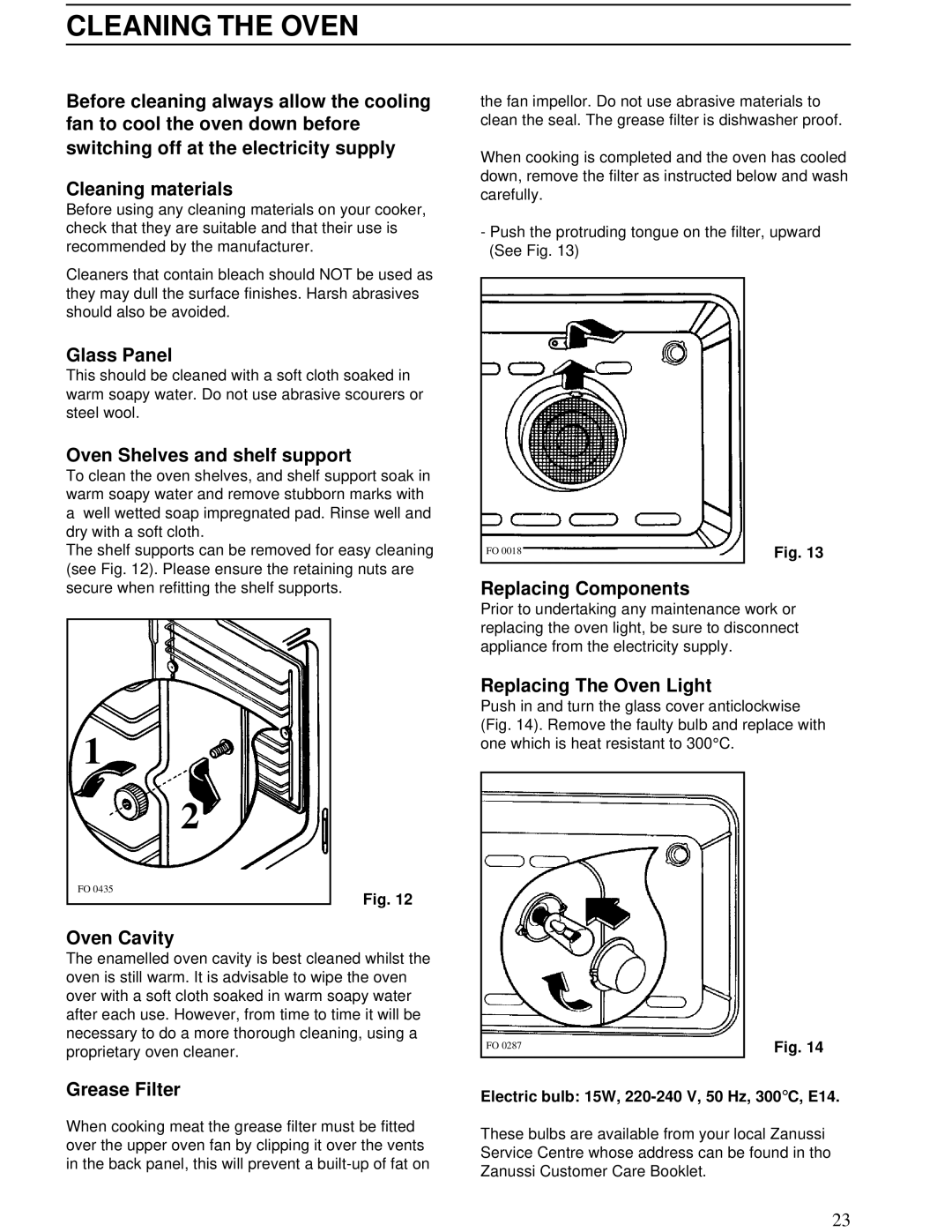 Zanussi ZBD 902 installation manual Cleaning the Oven 