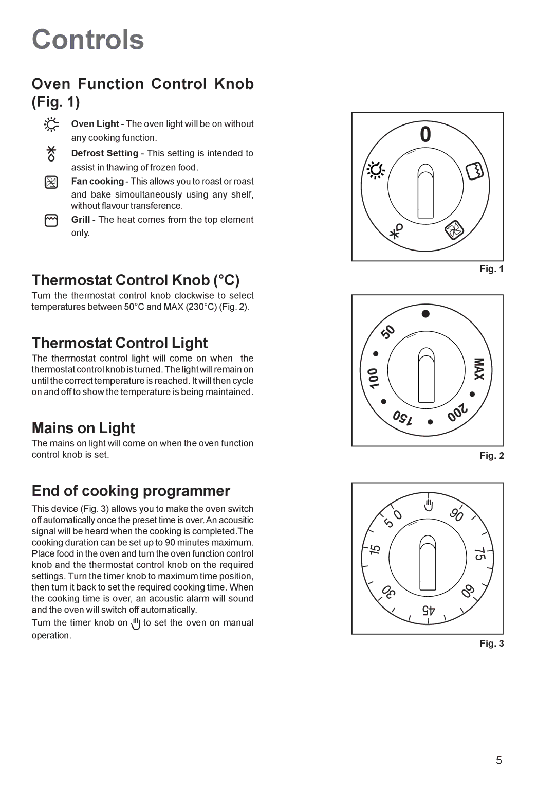 Zanussi ZBF 260 manual Controls 