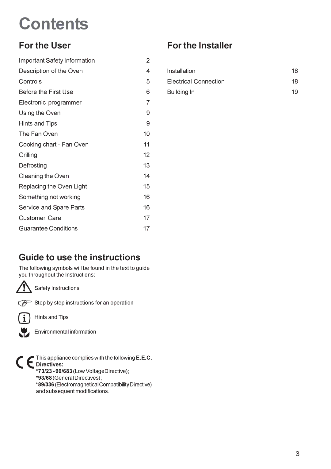 Zanussi ZBF 360 manual Contents 