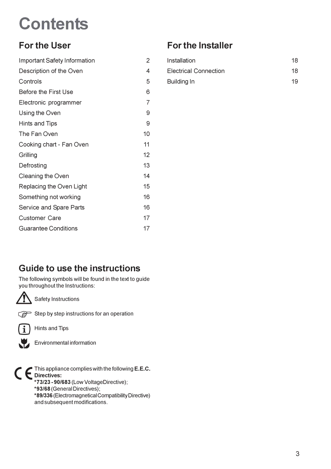 Zanussi ZBF 361 manual Contents 