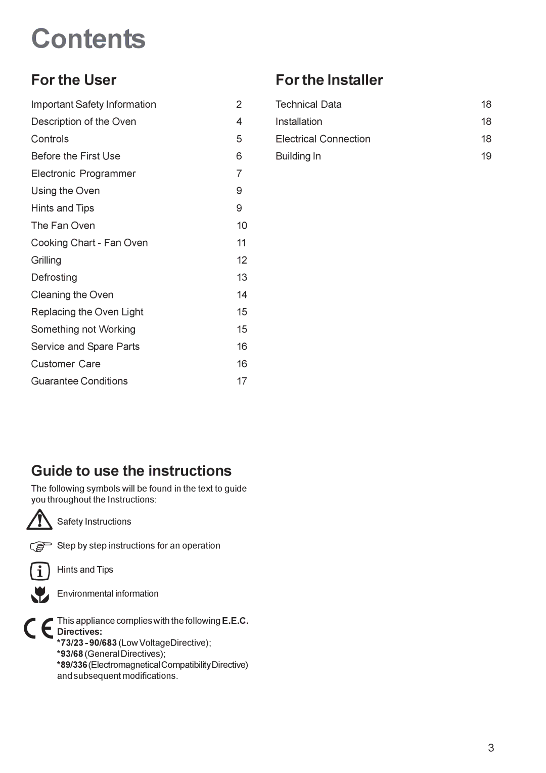 Zanussi ZBF 560 manual Contents 