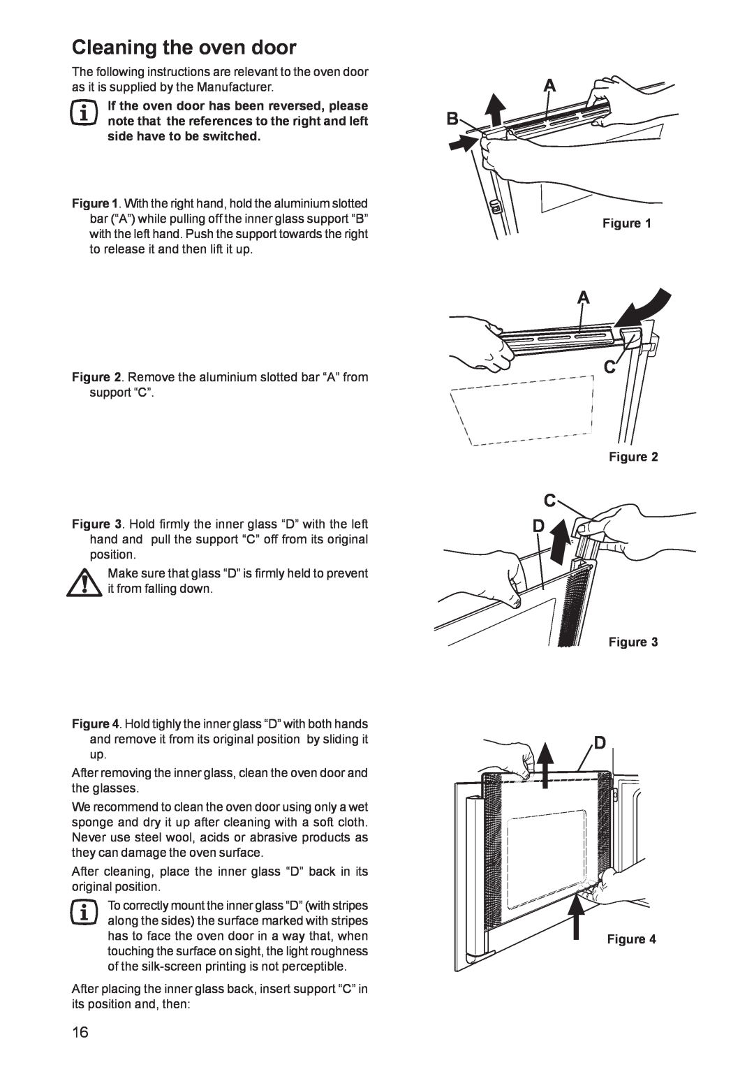 Zanussi ZBF 569 manual Cleaning the oven door, Figure 