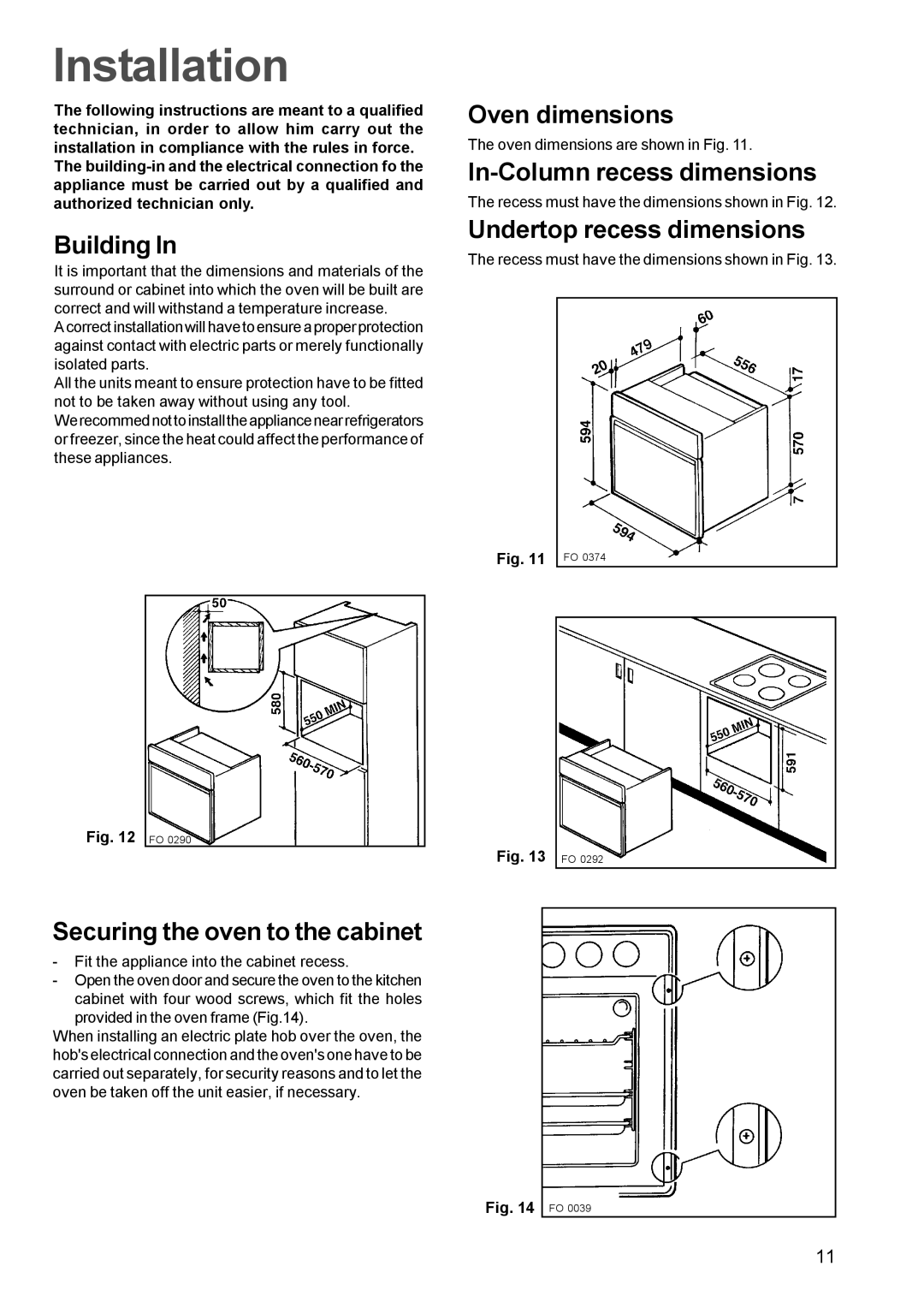 Zanussi ZBF 610 manual Installation 