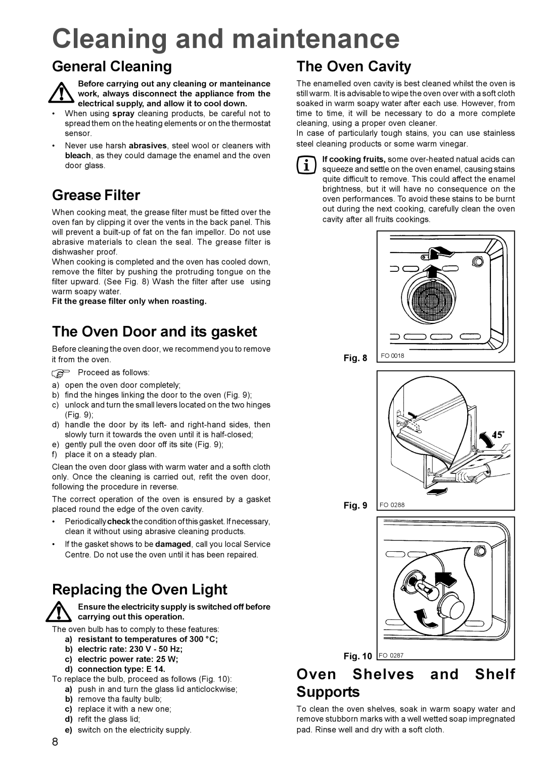 Zanussi ZBF 610 manual Cleaning and maintenance 