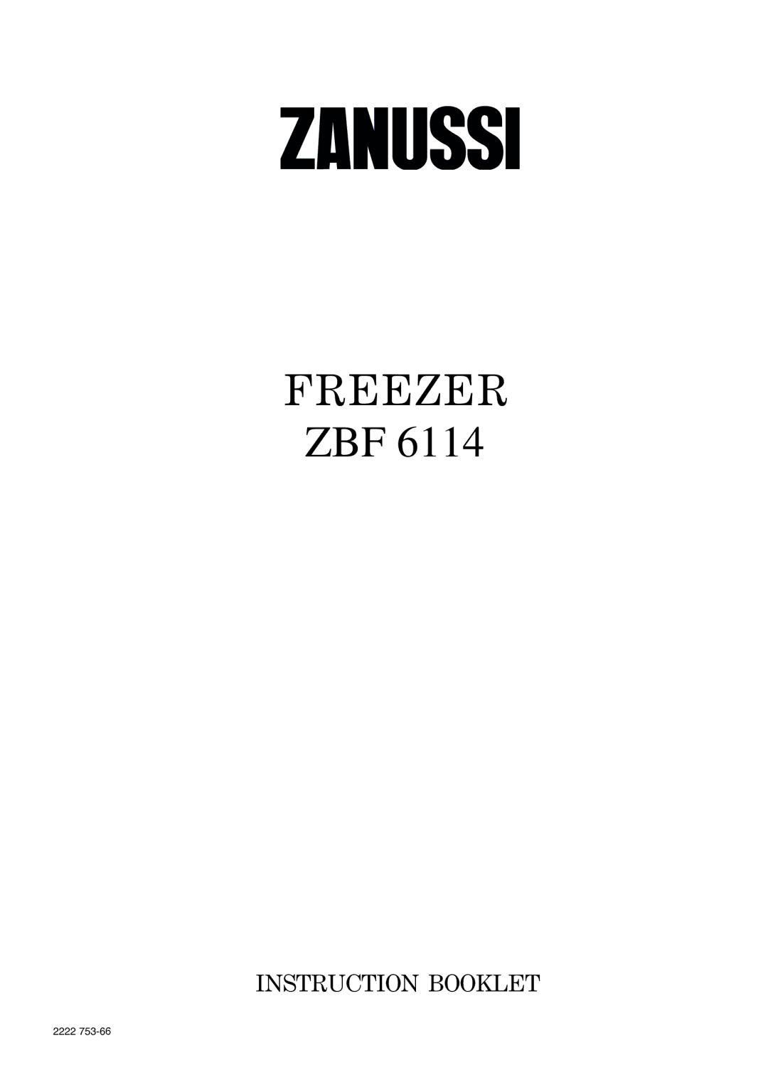 Zanussi ZBF 6114 manual Zbf 