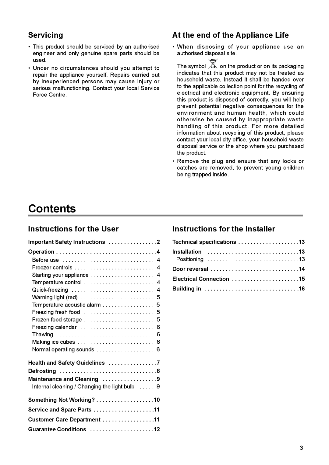 Zanussi ZBF 6114 manual Contents 