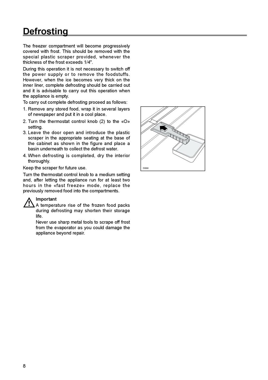 Zanussi ZBF 6114 manual Defrosting 