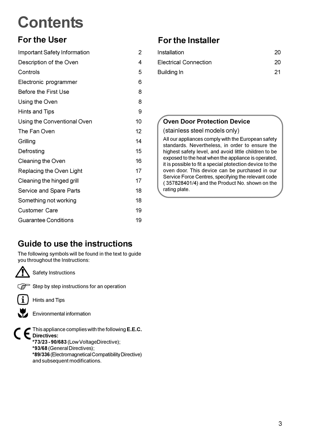 Zanussi ZBF 669 manual Contents 