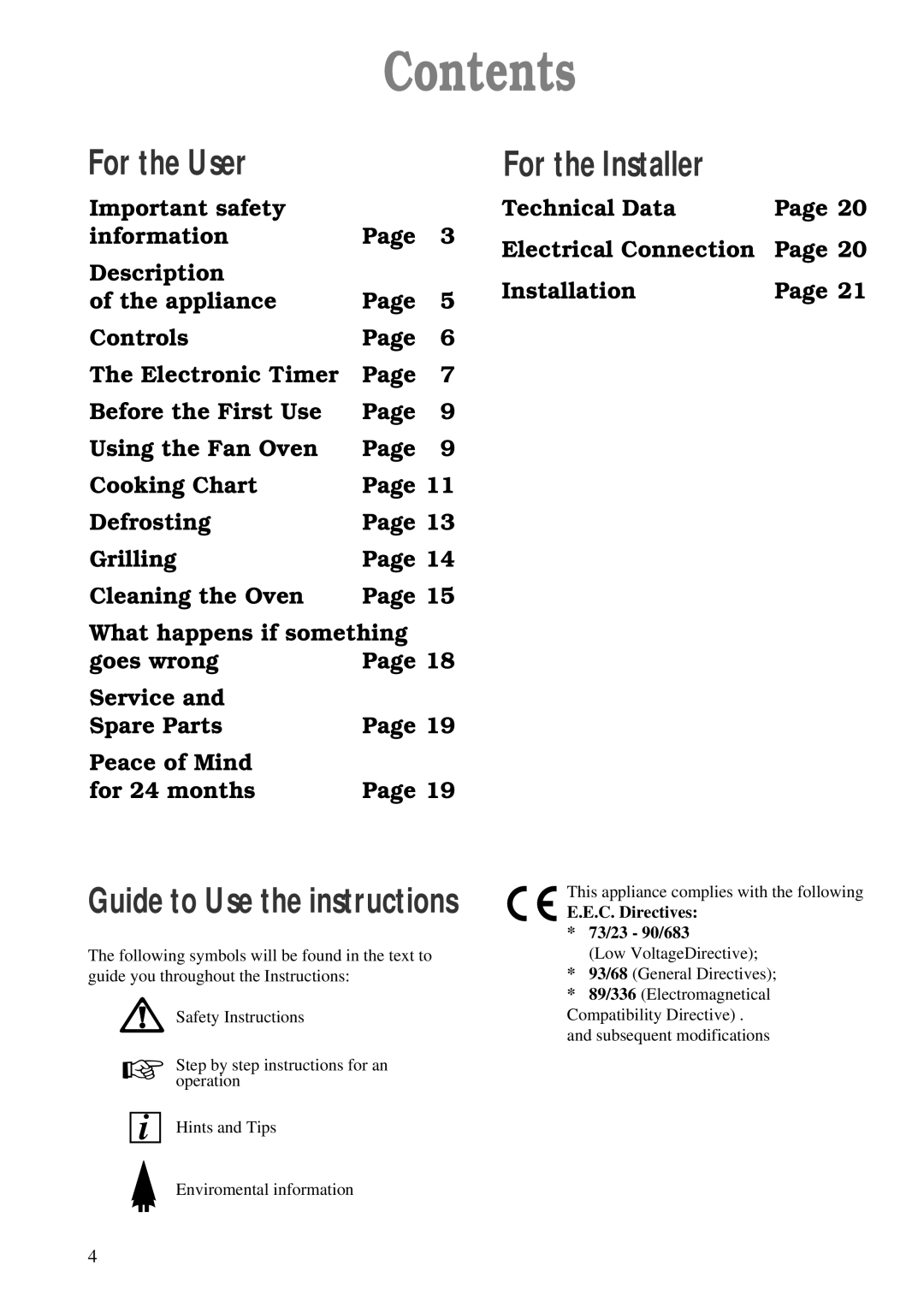 Zanussi ZBF 760 installation manual Contents 