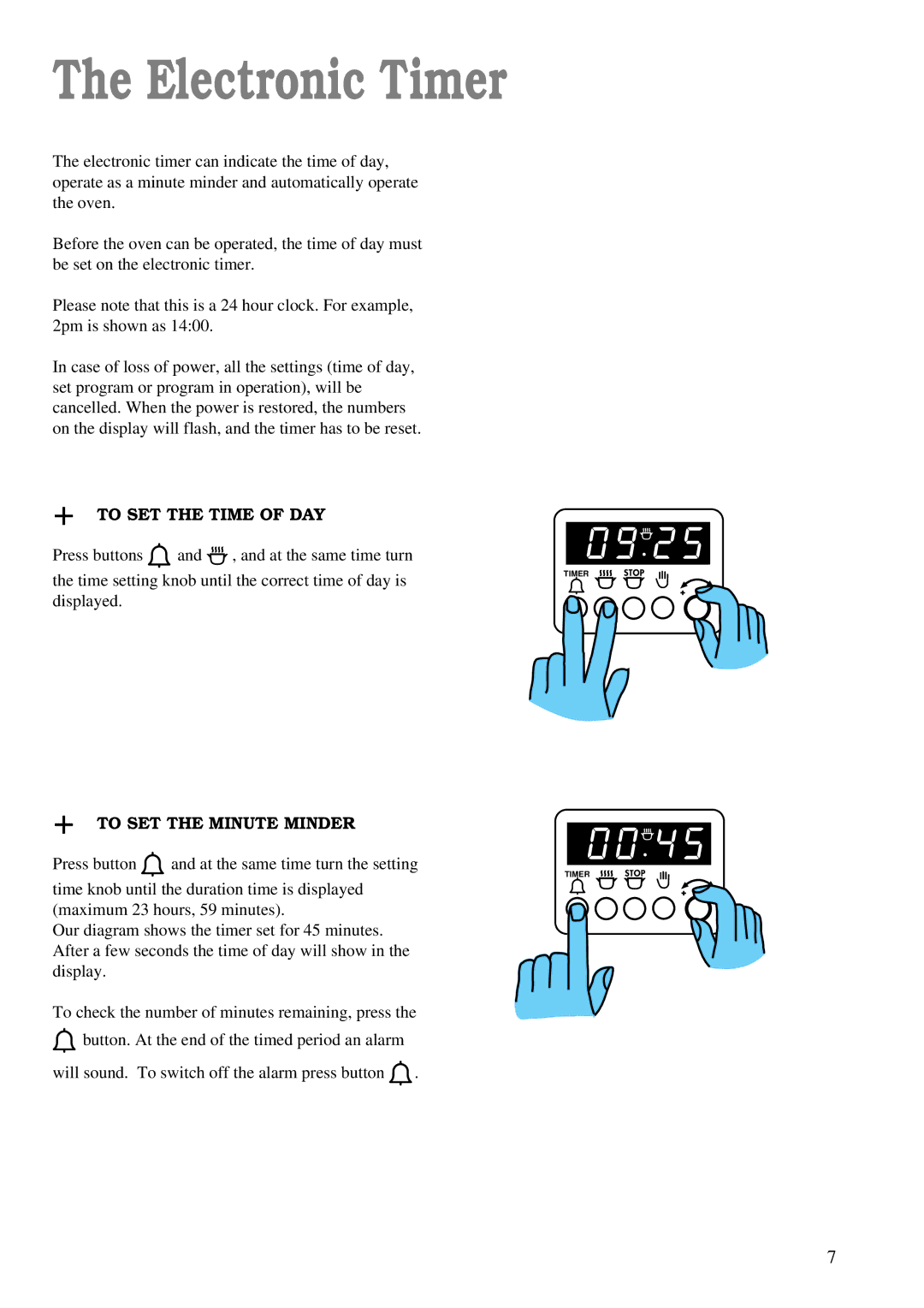 Zanussi ZBF 760 installation manual To SET the Time of DAY, To SET the Minute Minder 