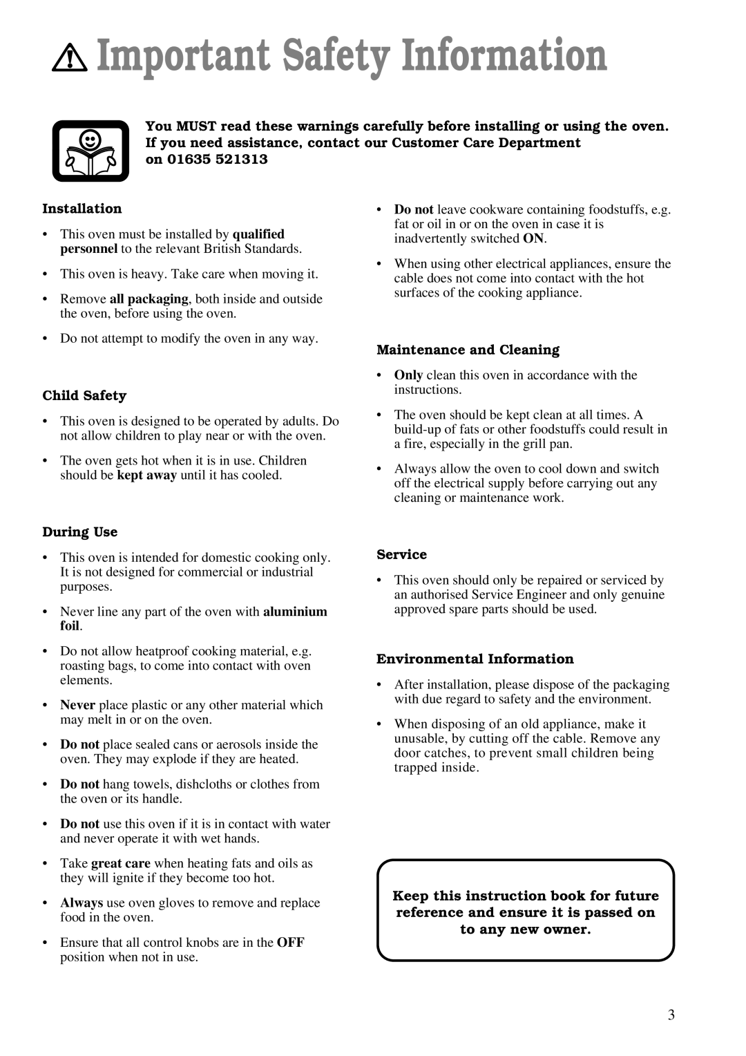 Zanussi ZBF 860 manual Important Safety Information 