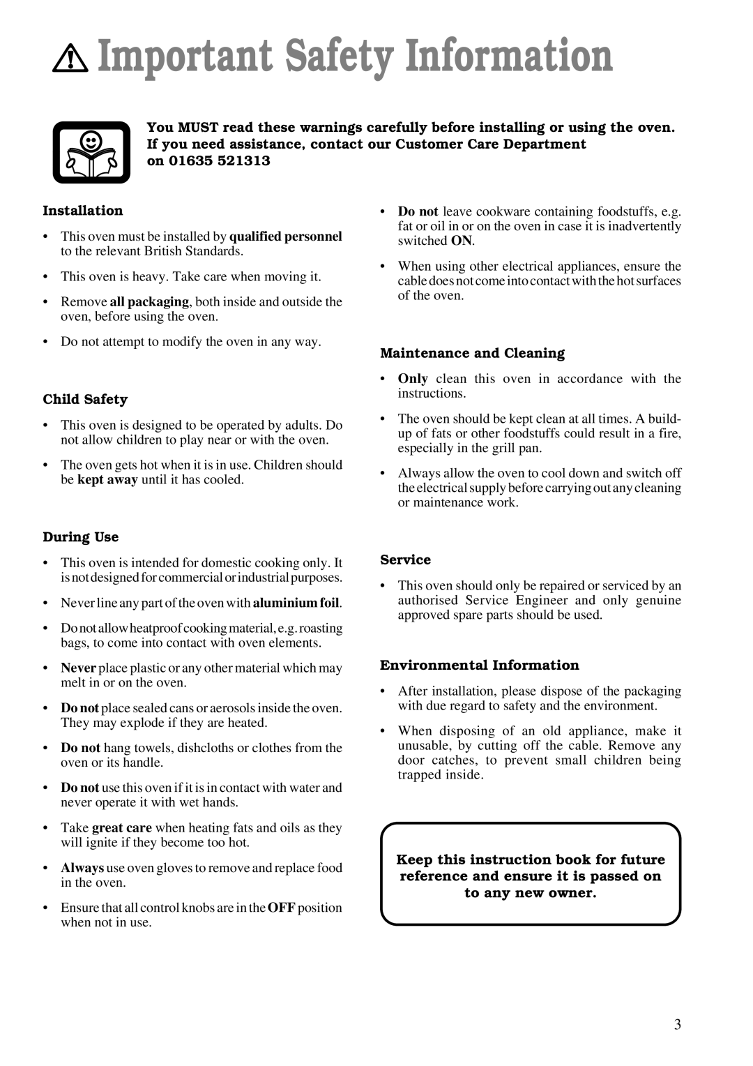 Zanussi ZBF 863 manual Important Safety Information 