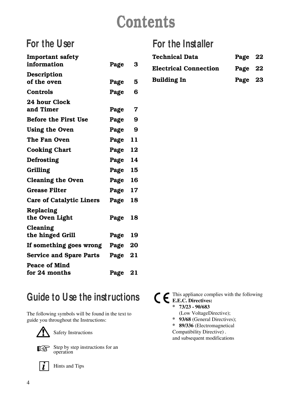 Zanussi ZBF 863 manual Contents 