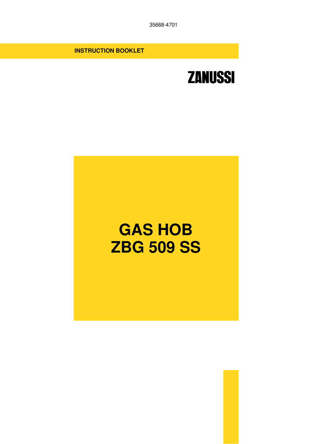 Zanussi ZBG 509 SS manual Gas Hob 