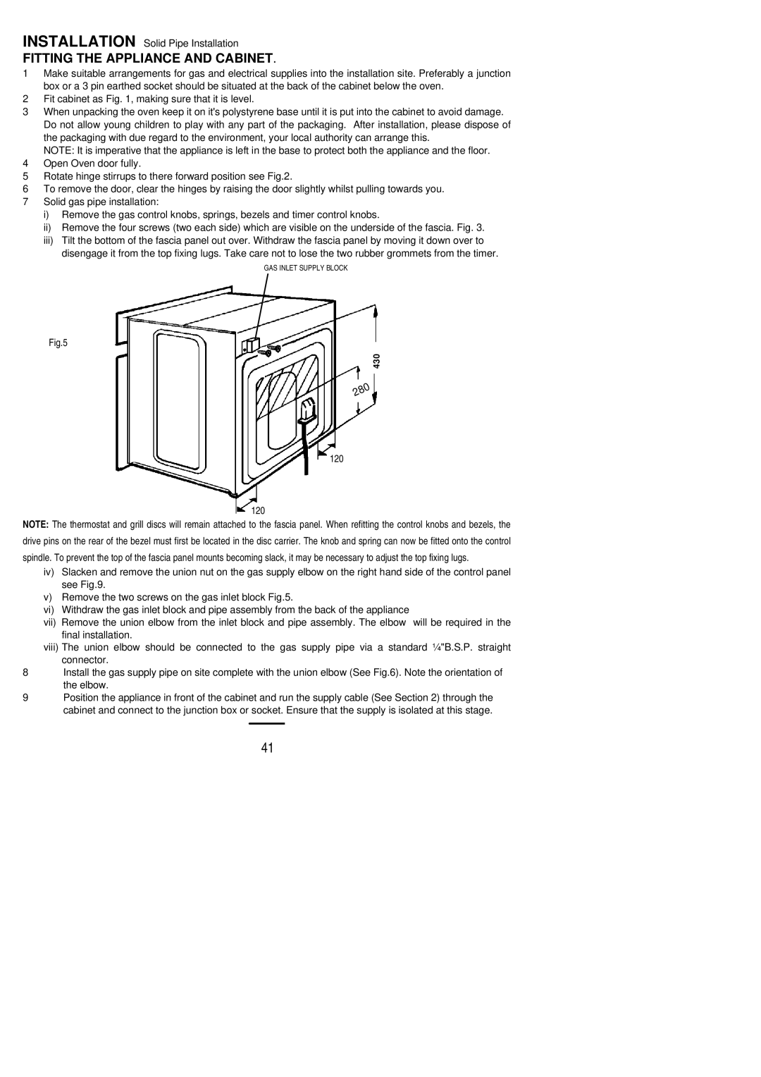 Zanussi ZBG 861 manual Installation Solid Pipe Installation 