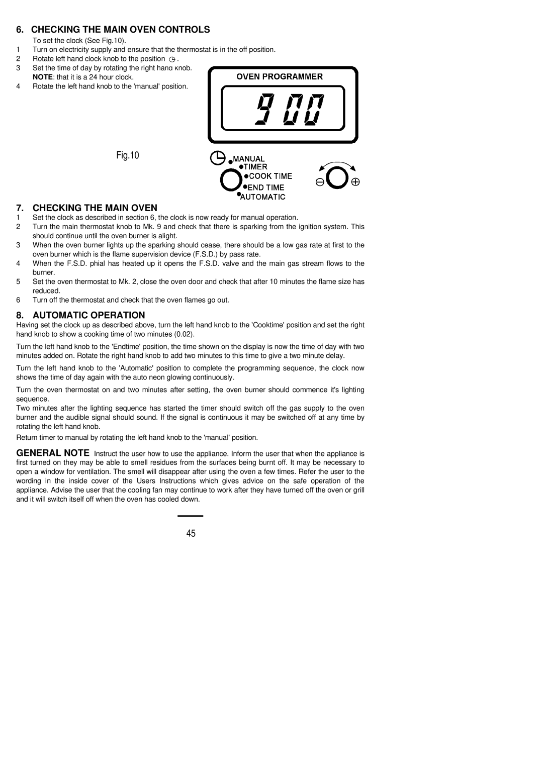 Zanussi ZBG 861 manual Checking the Main Oven Controls, Automatic Operation 