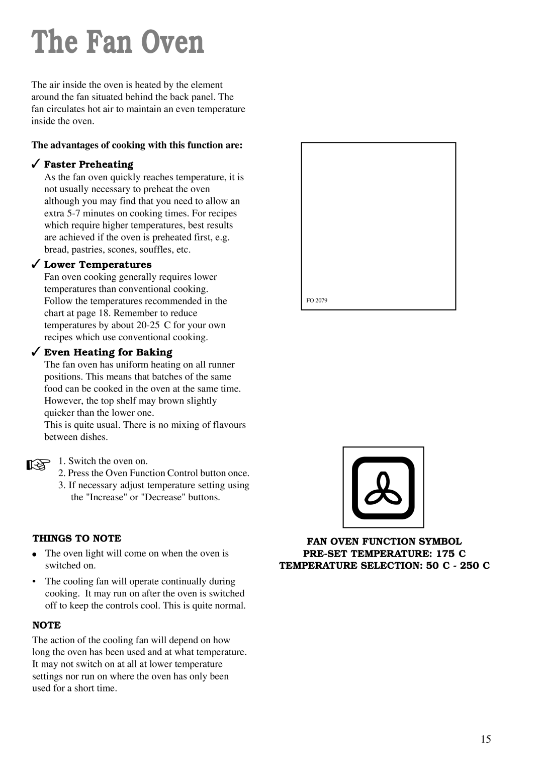 Zanussi ZBM 878 manual Fan Oven, Lower Temperatures, Even Heating for Baking, Things to Note 