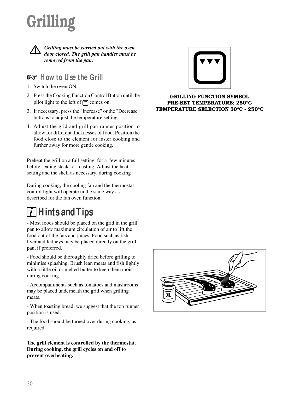 Zanussi ZBM 878 manual Grilling, How to Use the Grill 