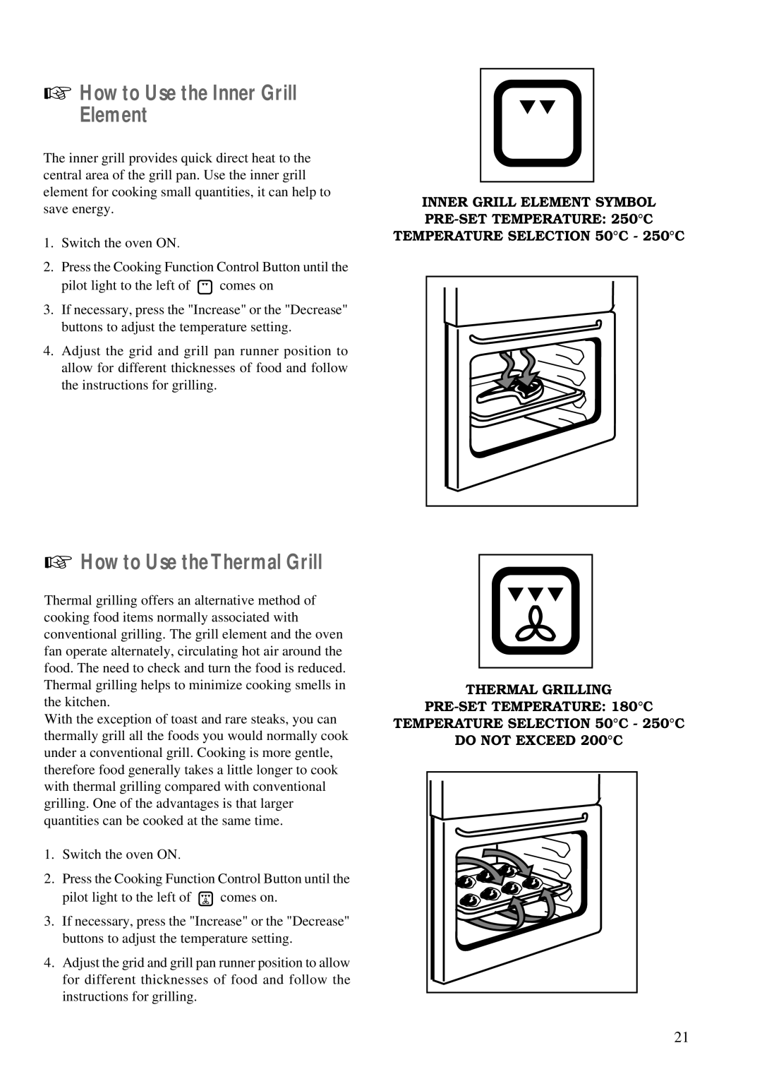 Zanussi ZBM 878 manual How to Use the Inner Grill Element, How to Use theThermal Grill 