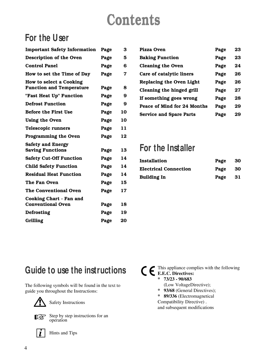 Zanussi ZBM 878 manual Contents 