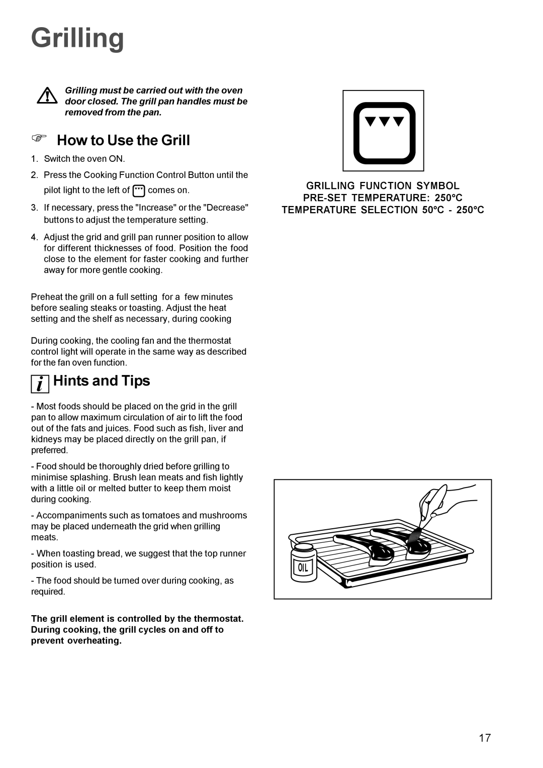 Zanussi ZBM 879 manual Grilling, How to Use the Grill 