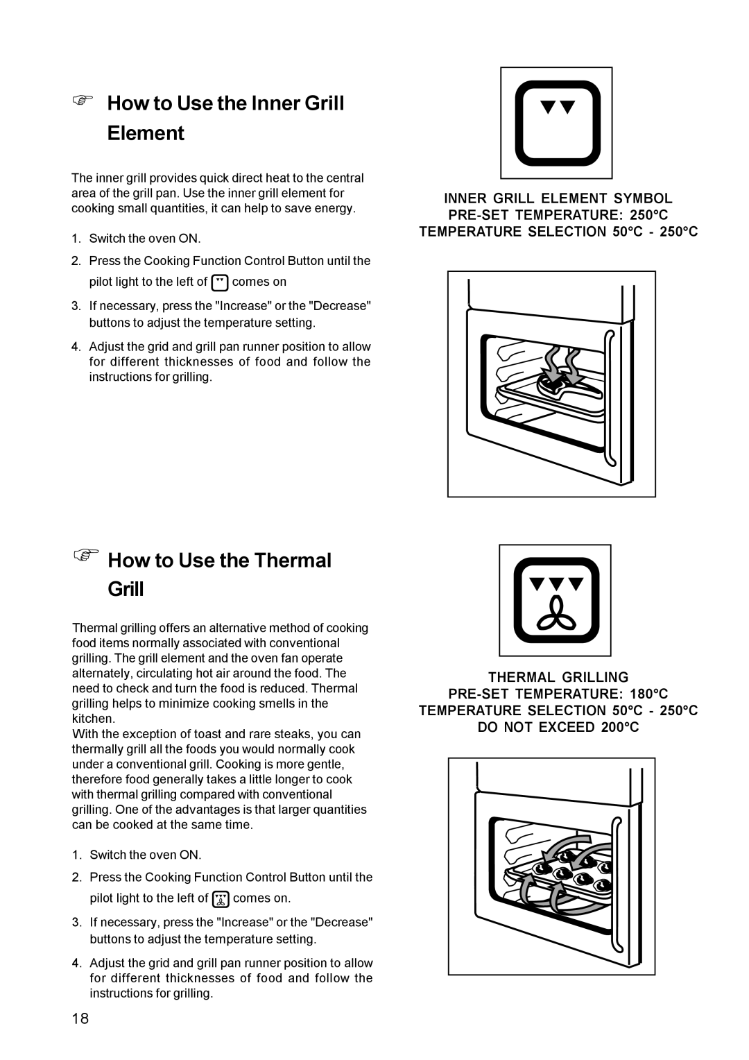 Zanussi ZBM 879 manual How to Use the Inner Grill Element, How to Use the Thermal Grill 