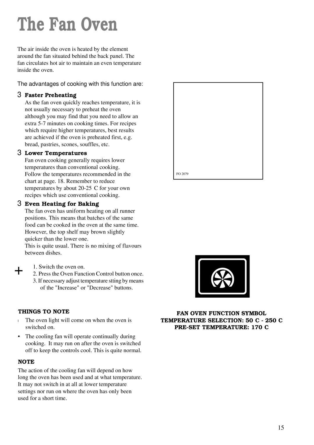 Zanussi ZBM 890 manual Fan Oven, Lower Temperatures, Even Heating for Baking, Things to Note 