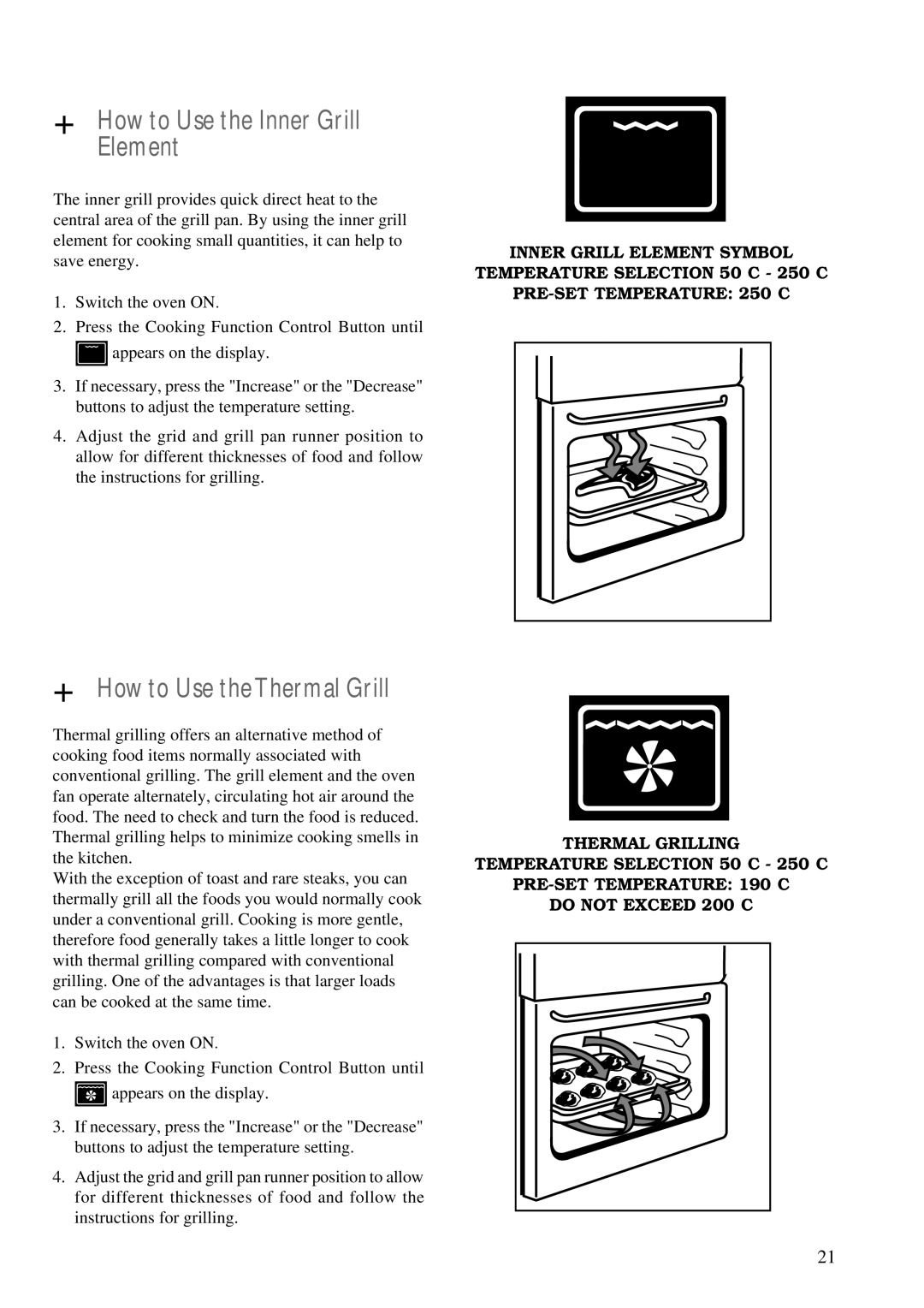 Zanussi ZBM 890 manual How to Use the Inner Grill Element, How to Use theThermal Grill 