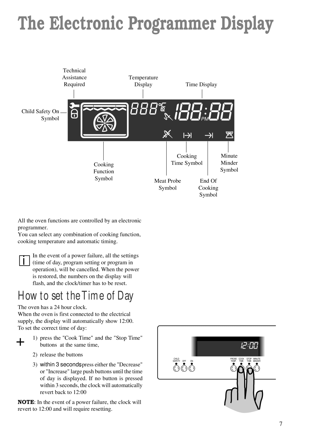 Zanussi ZBM 890 manual Electronic Programmer Display, How to set theTime of Day 