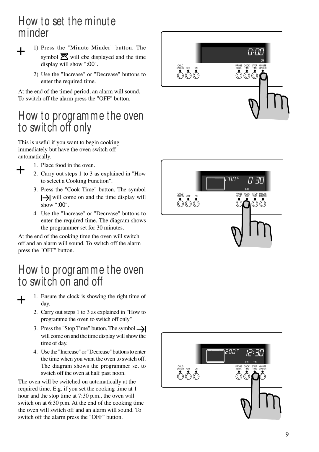 Zanussi ZBM 890 manual How to set the minute minder, How to programme the oven to switch off only 