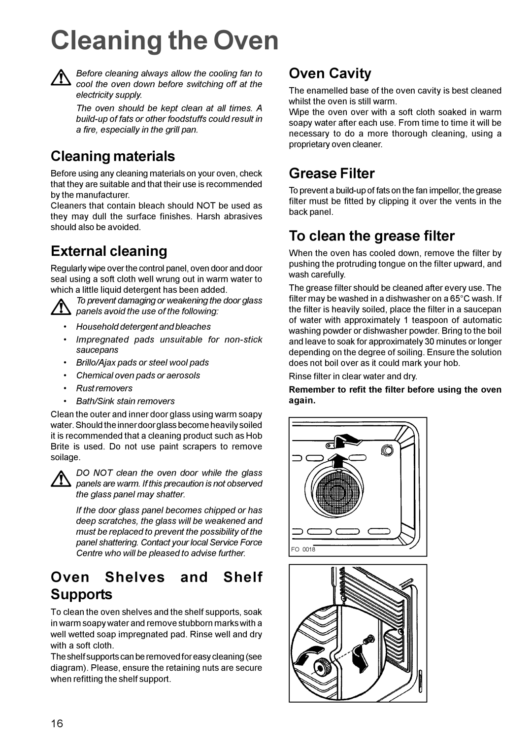 Zanussi ZBM 972 manual Cleaning the Oven 