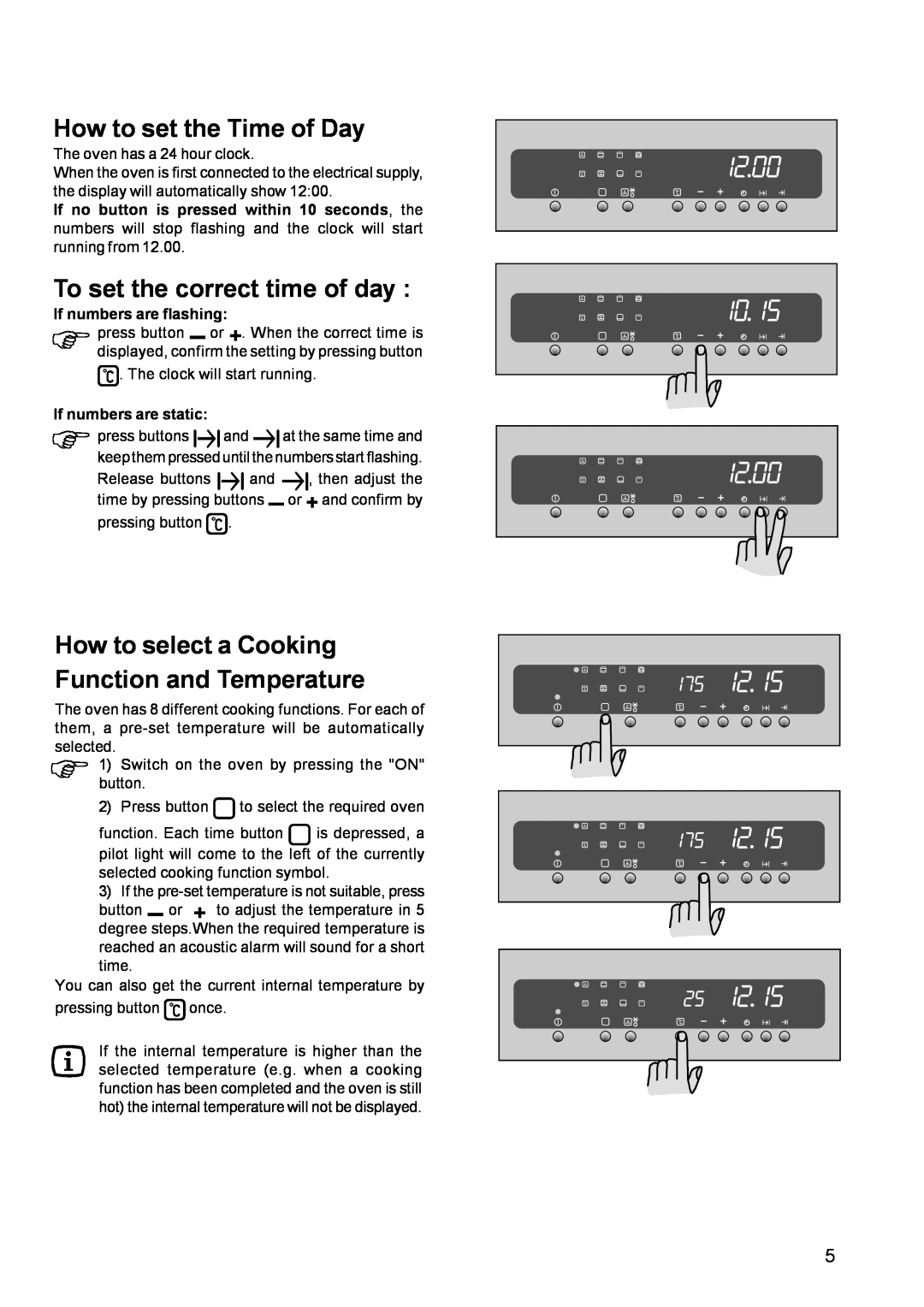 Zanussi ZBM 972 manual How to set the Time of Day, To set the correct time of day 