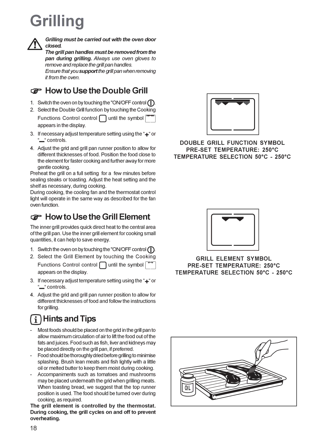 Zanussi ZBP 1165 manual Grilling, How to Use the Double Grill, How to Use the Grill Element 