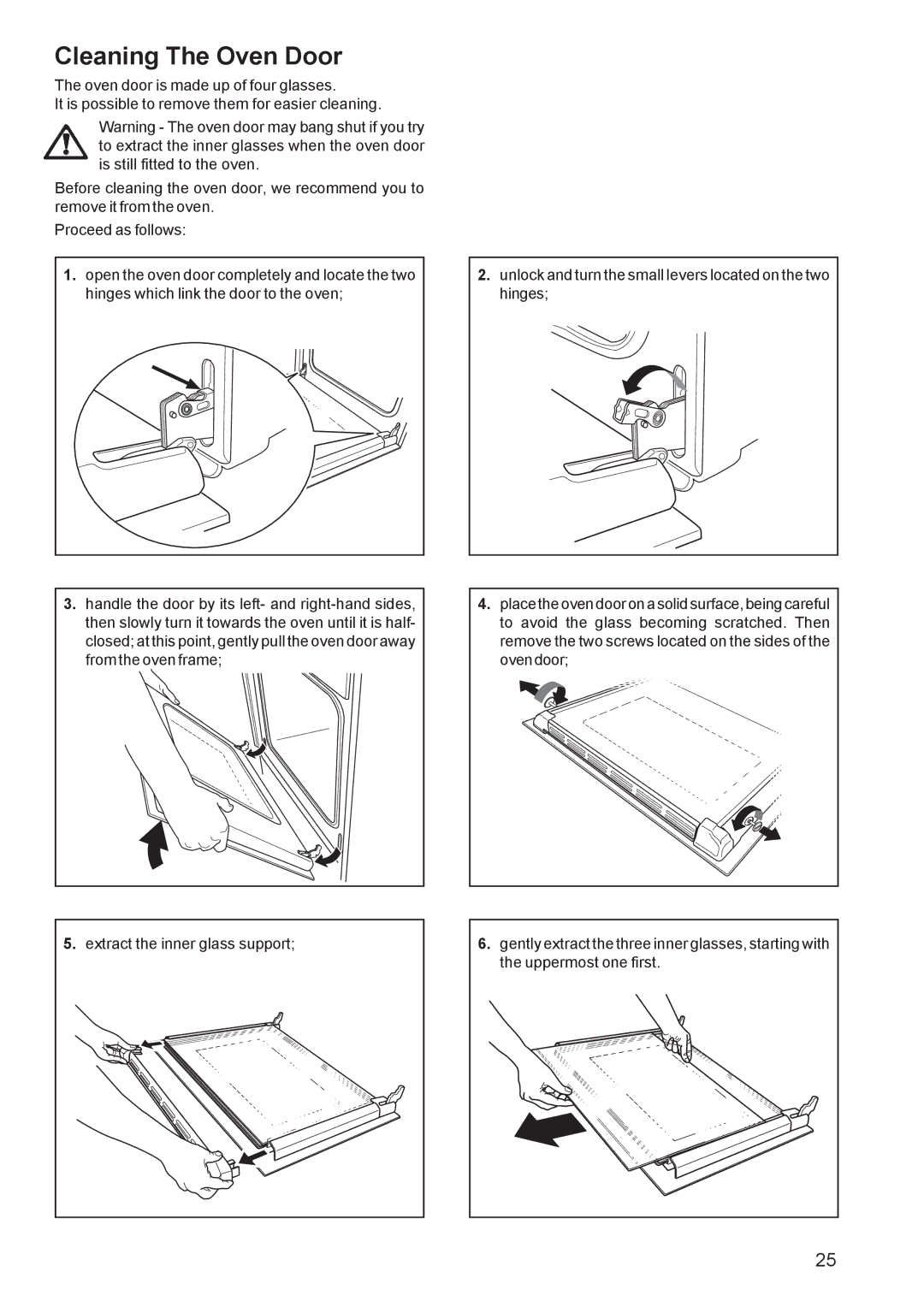 Zanussi ZBP 1165 manual Cleaning The Oven Door, Extract the inner glass support 