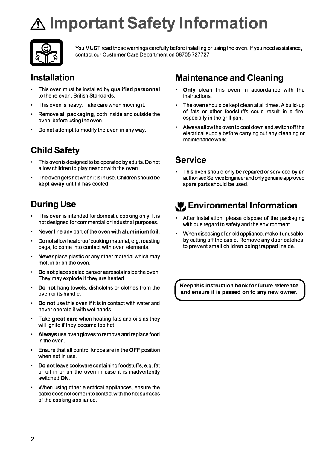 Zanussi ZBQ 365 Important Safety Information, Installation, Child Safety, Maintenance and Cleaning, Service, During Use 