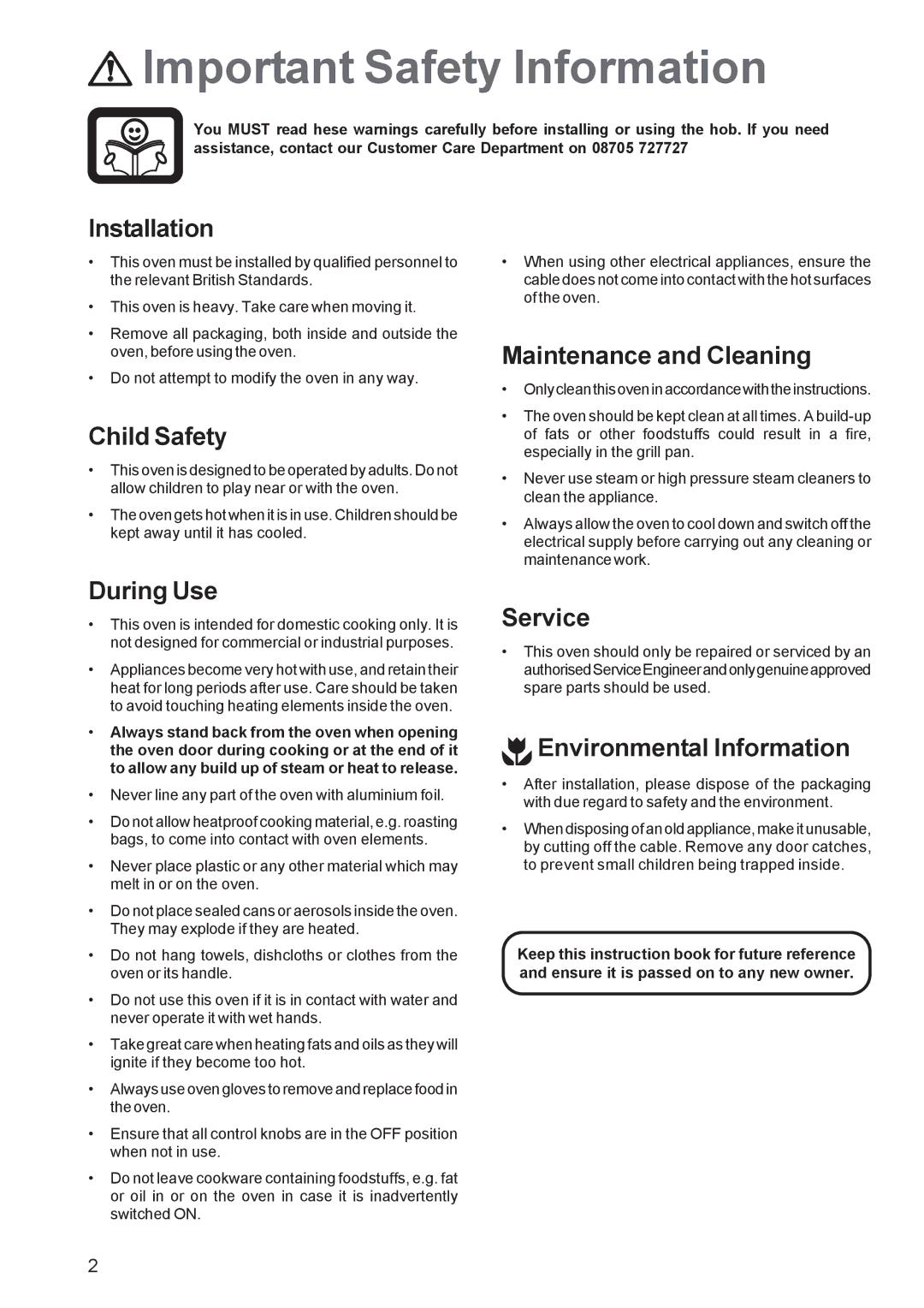 Zanussi ZBQ 865 manual Important Safety Information 