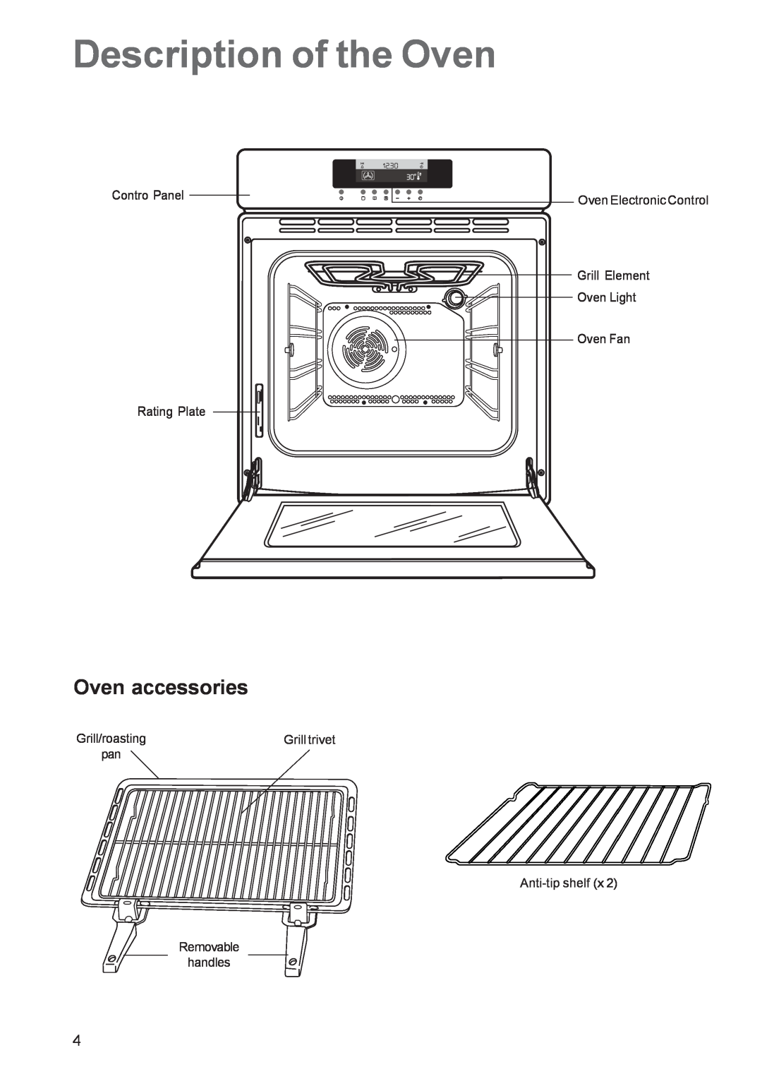 Zanussi ZBS 1063 manual Description of the Oven, Oven accessories 